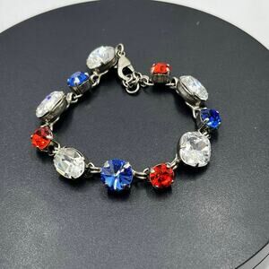 Sorrelli Vintage Red White Blue Crystal Patriotic‎ Austrian Crystals Bracelet